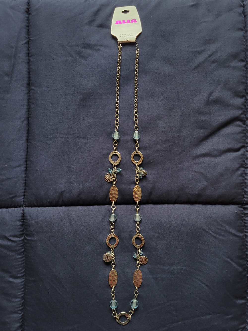 Alba Silver-Tone Necklace with Light Blue Beads